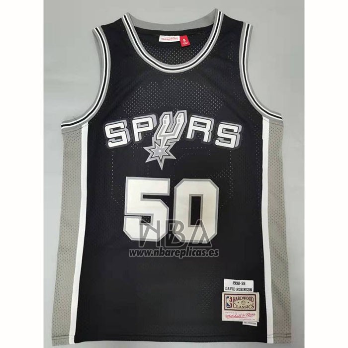 Camiseta San Antonio Spurs David Robinson NO 50 Mitchell & Ness 1998-99 Negro